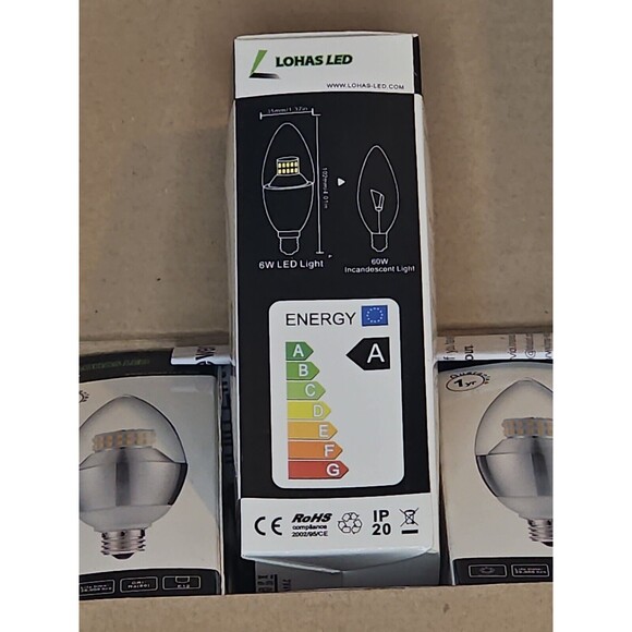 Crystal White Glow E12 Bright Bulb 3 pack LOHAS LED  550 Lumens 6w (40w) 5000k - Picture 2 of 4